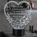 XL LED-Lampe Hochzeitsjubiläum – Personalisiert mit Namen & Datum (25x23 cm)