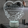 XL LED-Lampe Hochzeitsjubiläum – Personalisiert mit Namen & Datum (25x23 cm)