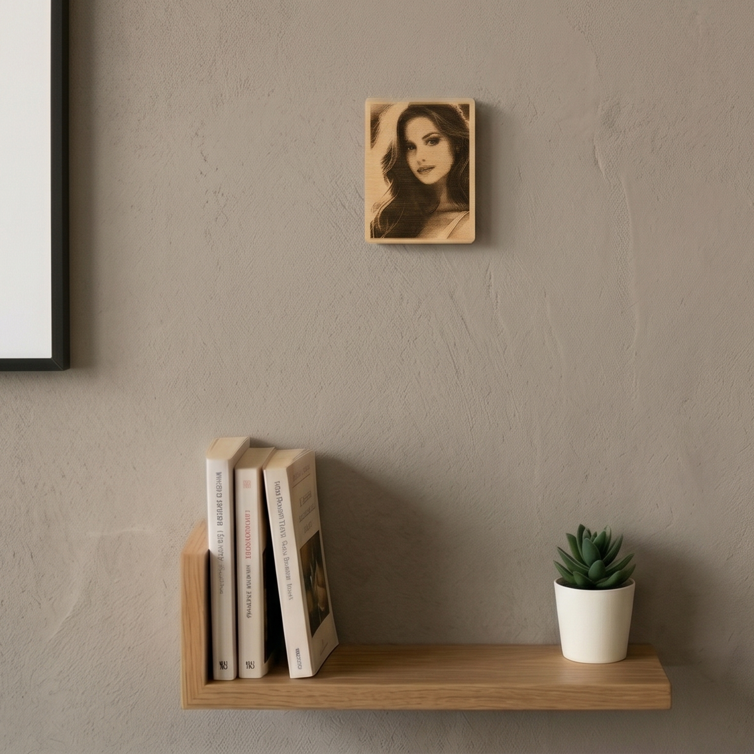 Foto auf Holz 15x10 cm – Portrait graviert ohne Ständer – Wanddekoration