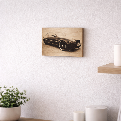 Foto auf Holz 30x20 cm – Auto graviert ohne Ständer – Personalisiertes Geschenk