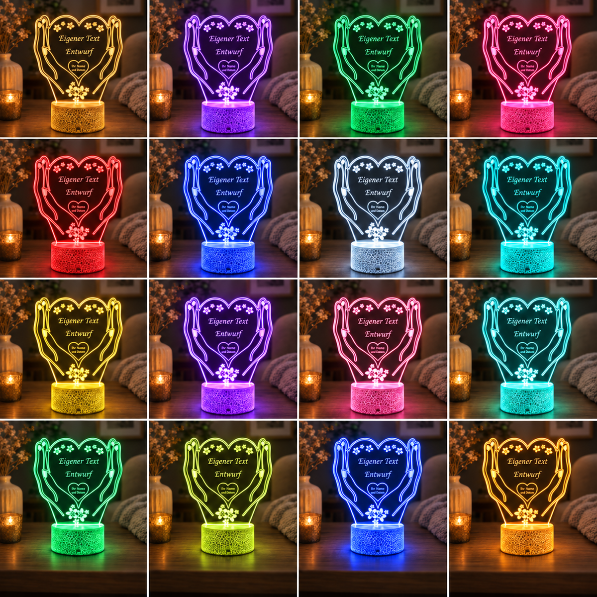 Personalisierte kleine LED-Herzlampe in mehreren LED-Farben