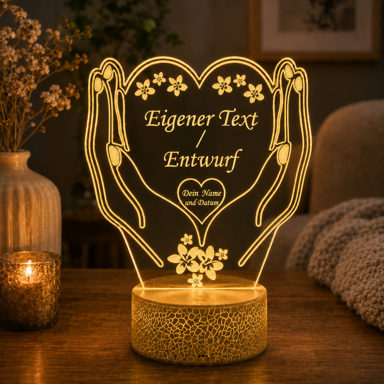Personalisierte Kleine LED-Lampe Herz – Einzigartiges Geschenk