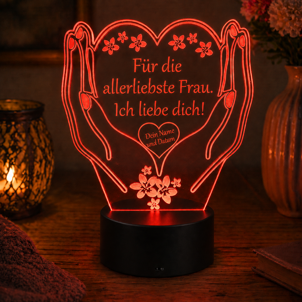 Personalisierte Kleine LED-Lampe Herz – Einzigartiges Geschenk