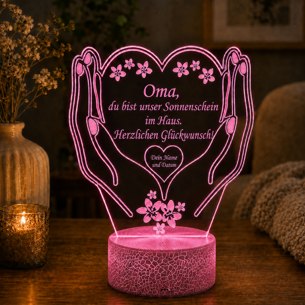 Personalisierte Kleine LED-Lampe Herz – Einzigartiges Geschenk