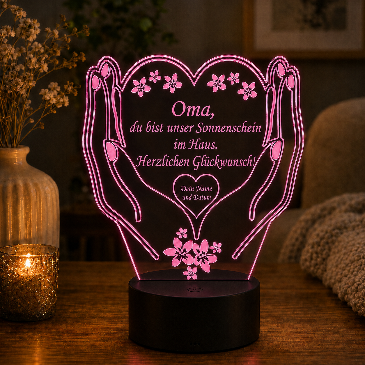 Personalisierte Kleine LED-Lampe Herz – Einzigartiges Geschenk