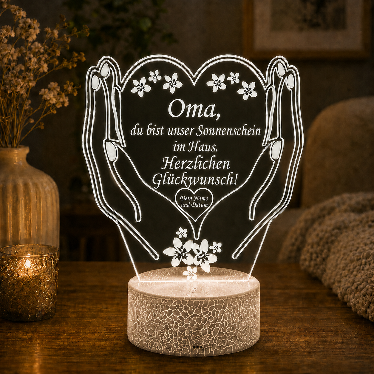 Personalisierte Kleine LED-Lampe Herz – Einzigartiges Geschenk