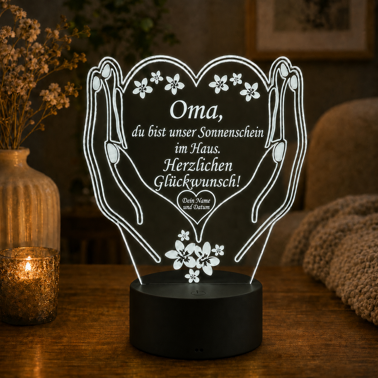 Personalisierte Kleine LED-Lampe Herz – Einzigartiges Geschenk