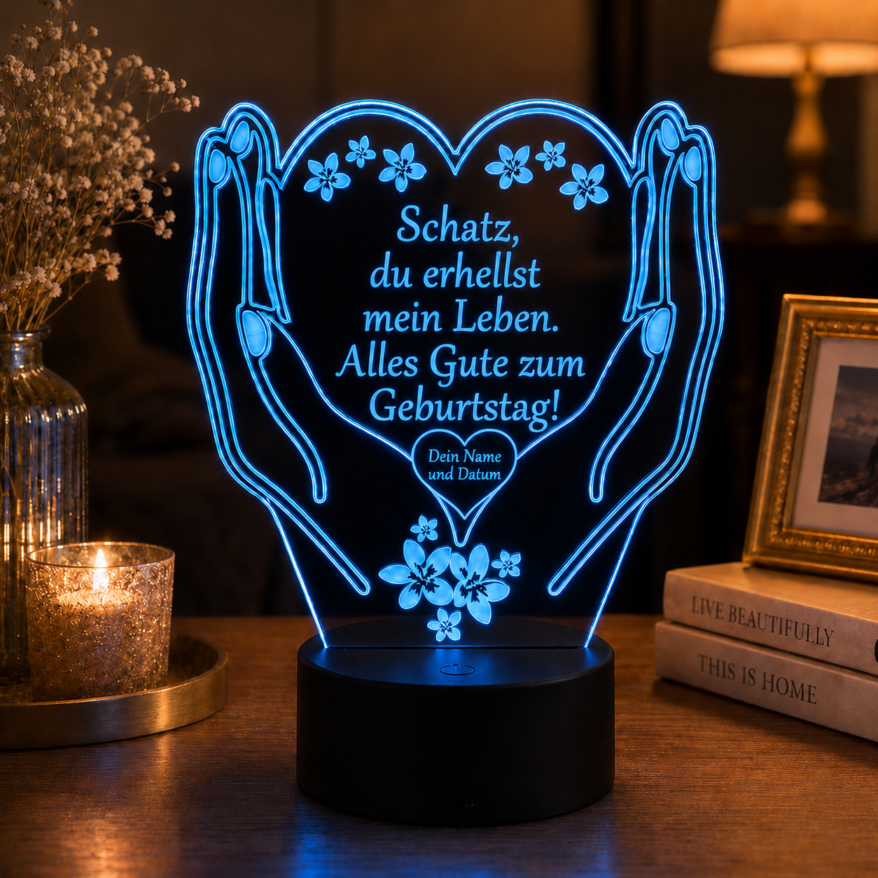 Personalisierte Kleine LED-Lampe Herz – Einzigartiges Geschenk
