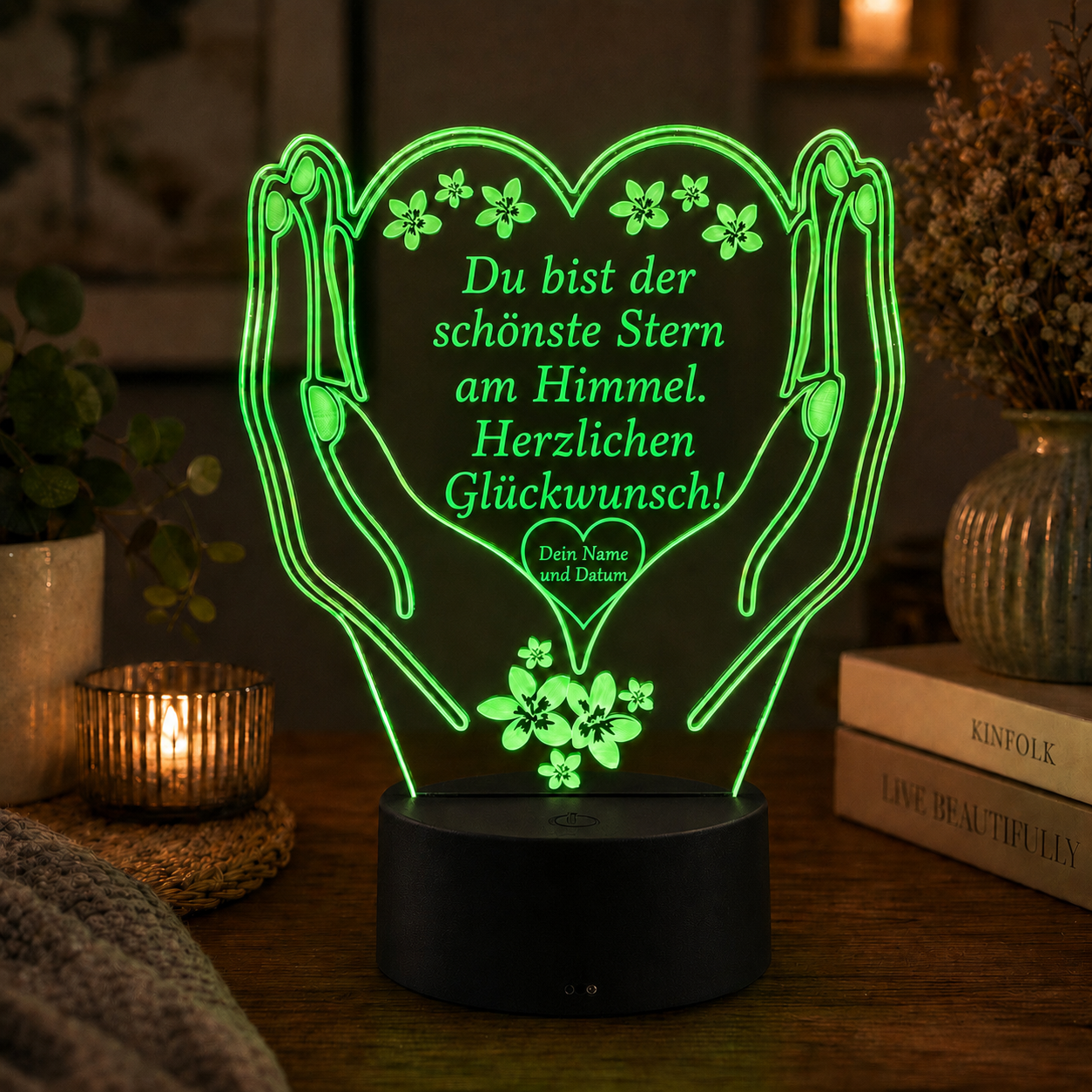 Personalisierte Kleine LED-Lampe Herz – Einzigartiges Geschenk
