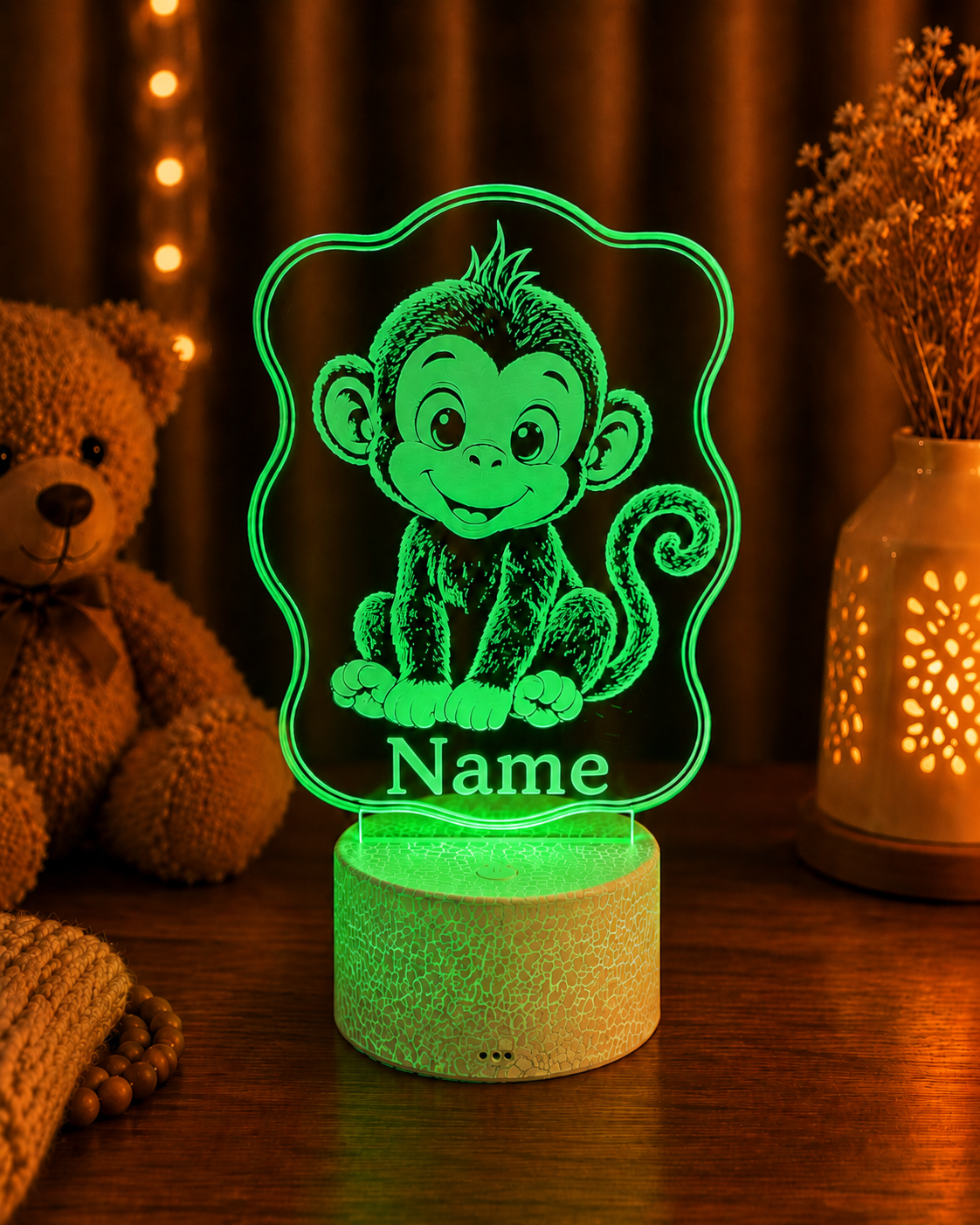 Personalisierte LED Lampe mit Namen für Kinder – Tier Nachtlicht