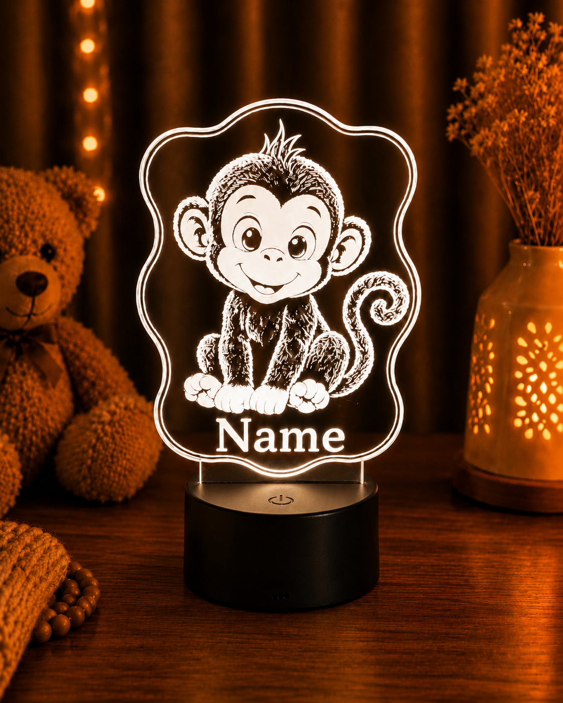 Personalisierte LED Lampe mit Namen für Kinder – Tier Nachtlicht
