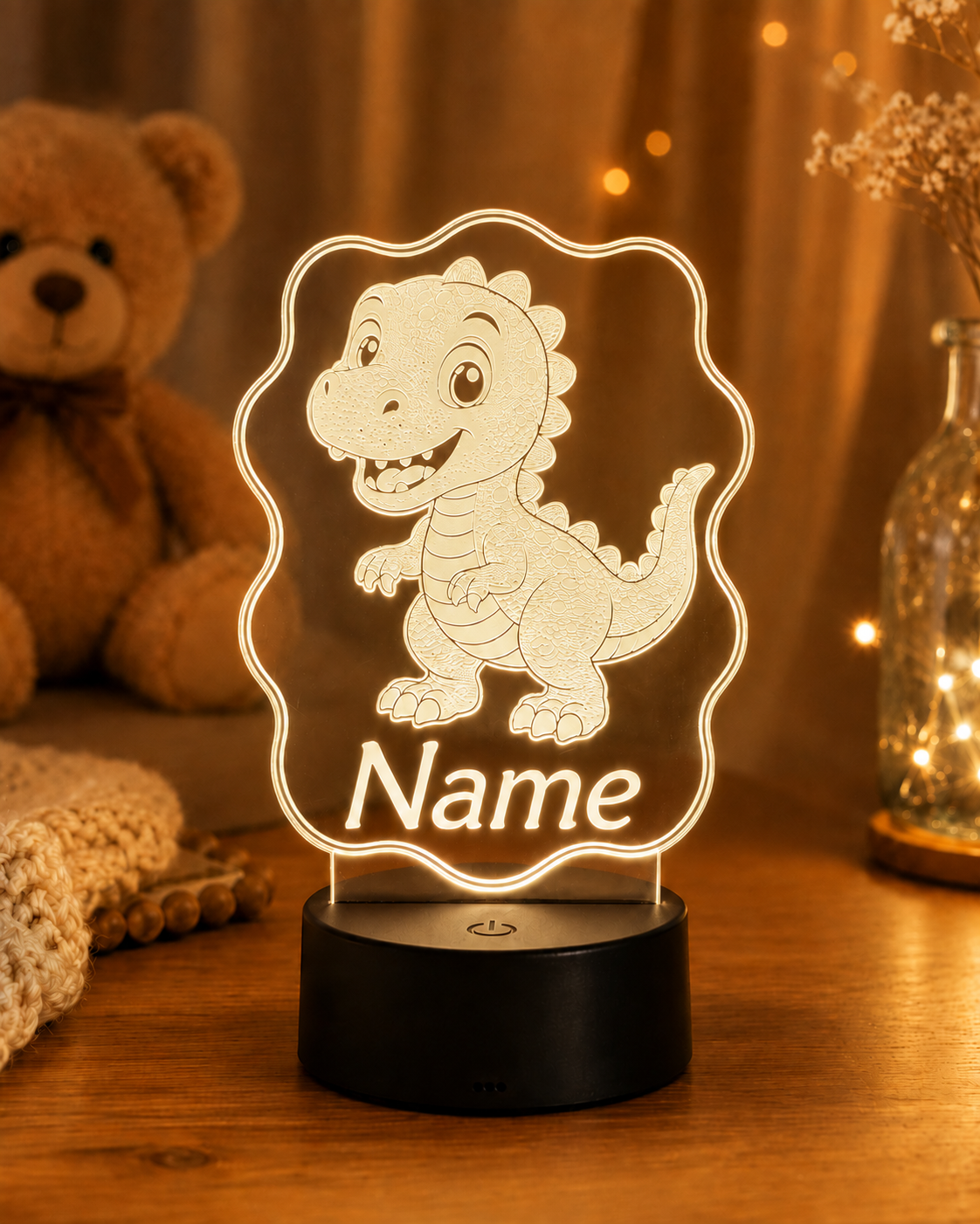 Personalisierte LED Lampe mit Namen für Kinder – Tier Nachtlicht