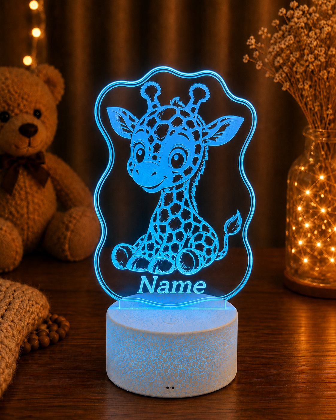 Personalisierte LED Lampe mit Namen für Kinder – Tier Nachtlicht