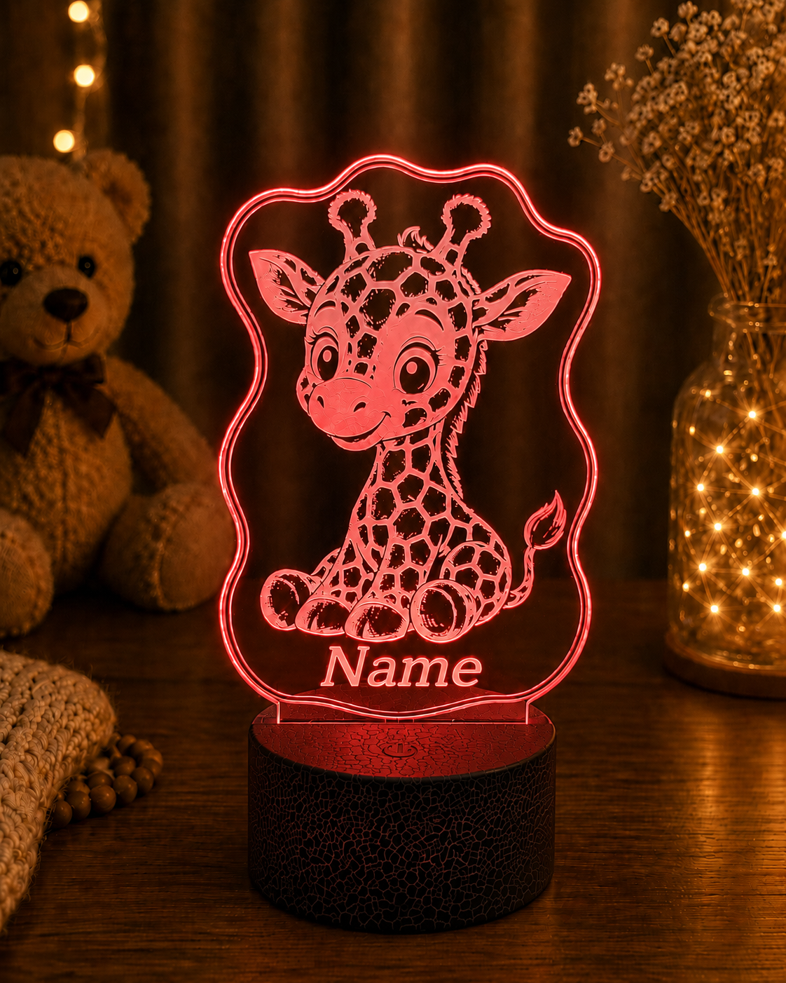 Personalisierte LED Lampe mit Namen für Kinder – Tier Nachtlicht