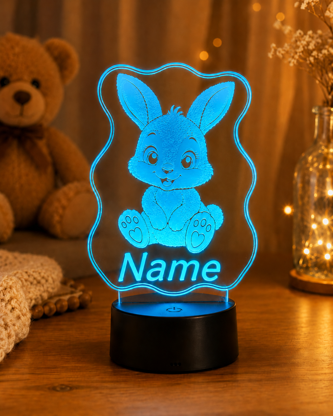 Personalisierte LED Lampe mit Namen für Kinder – Tier Nachtlicht