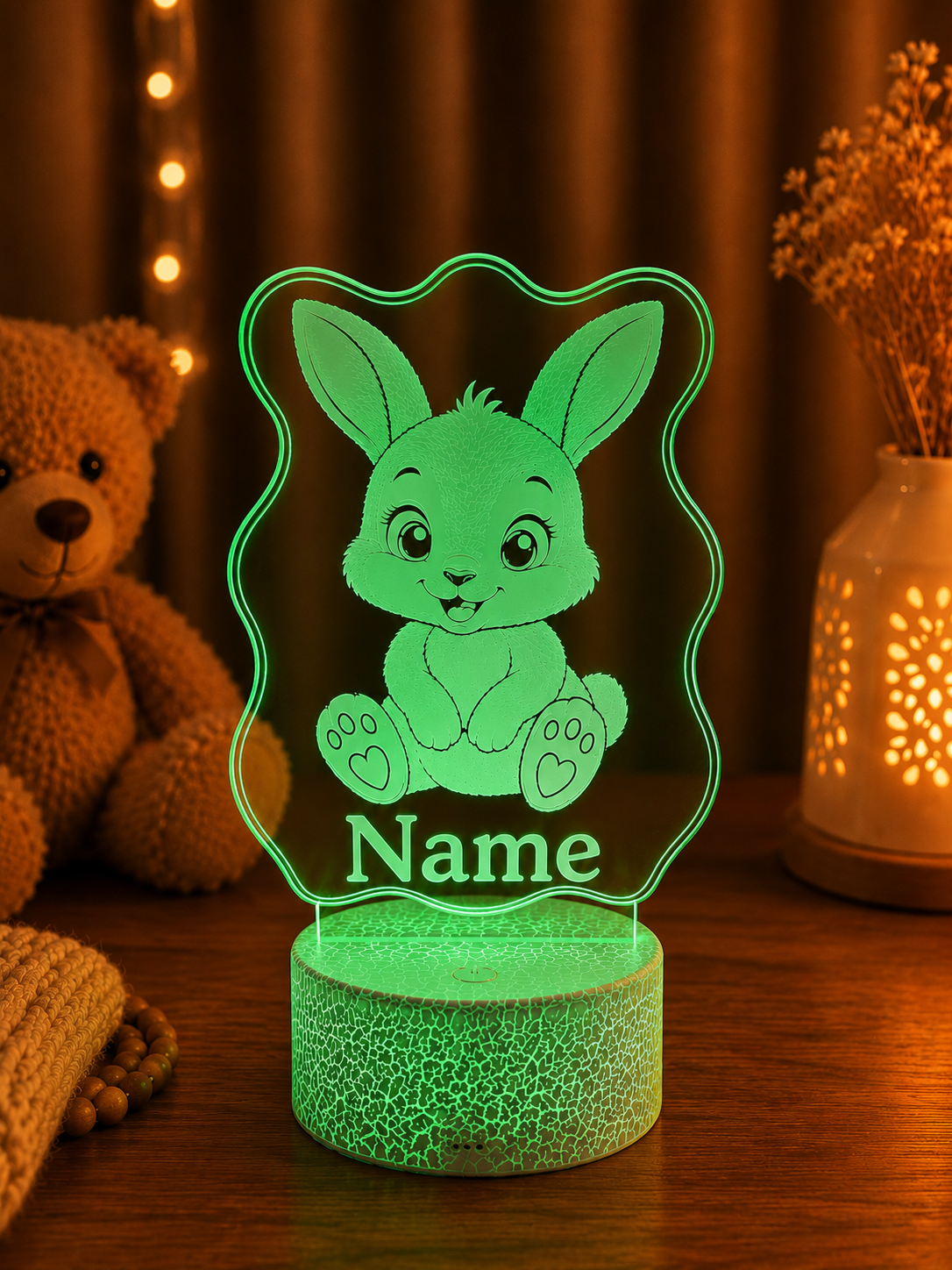Personalisierte LED Lampe mit Namen für Kinder – Tier Nachtlicht