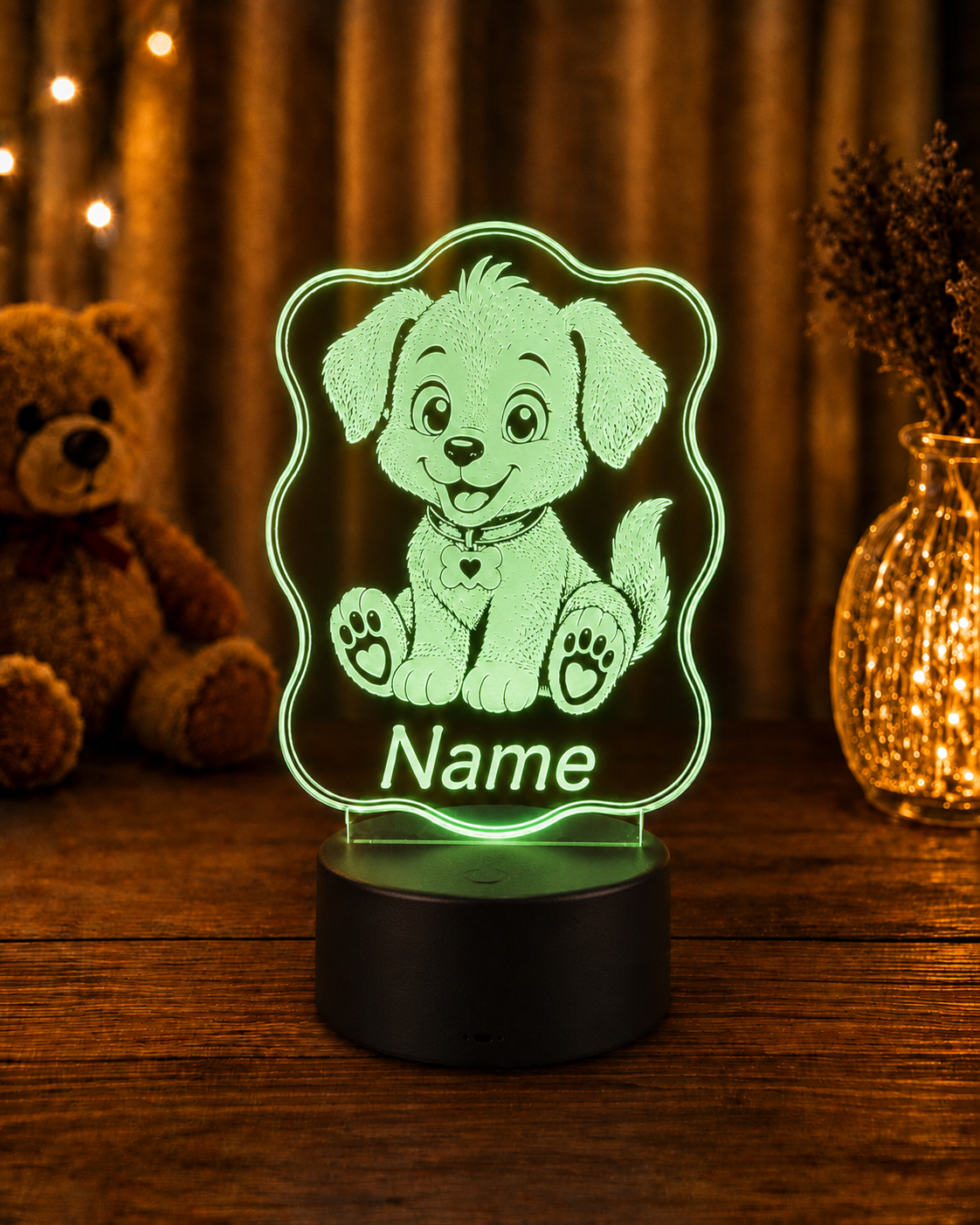 Personalisierte LED Lampe mit Namen für Kinder – Tier Nachtlicht