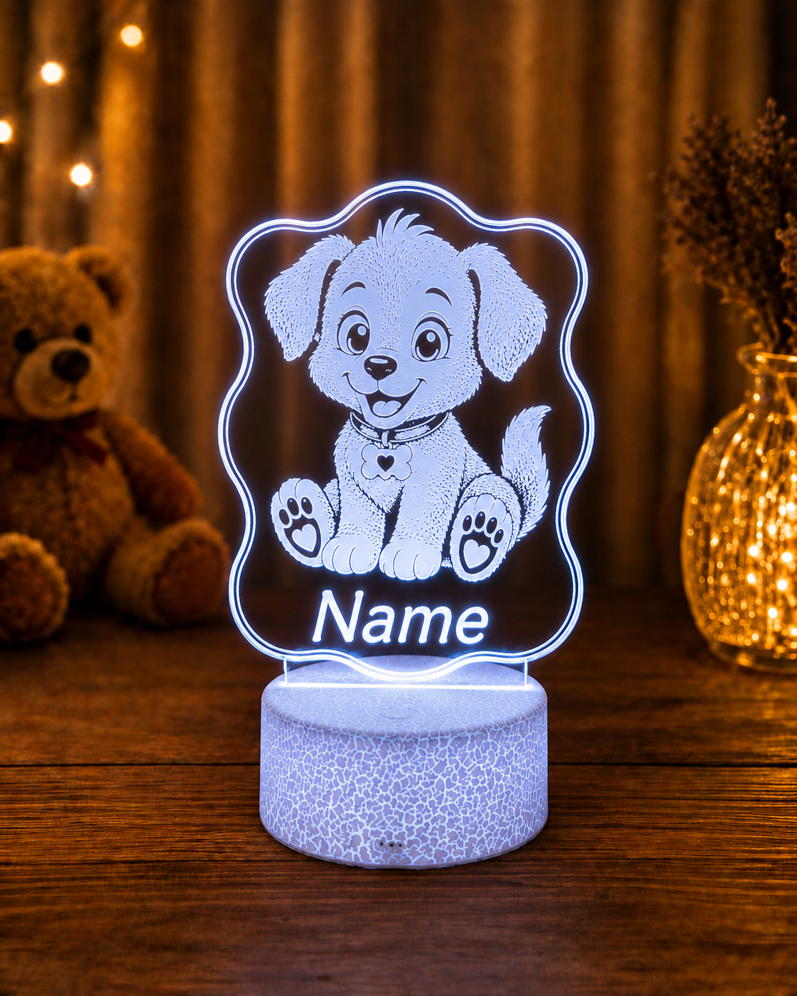 Personalisierte LED Lampe mit Namen für Kinder – Tier Nachtlicht