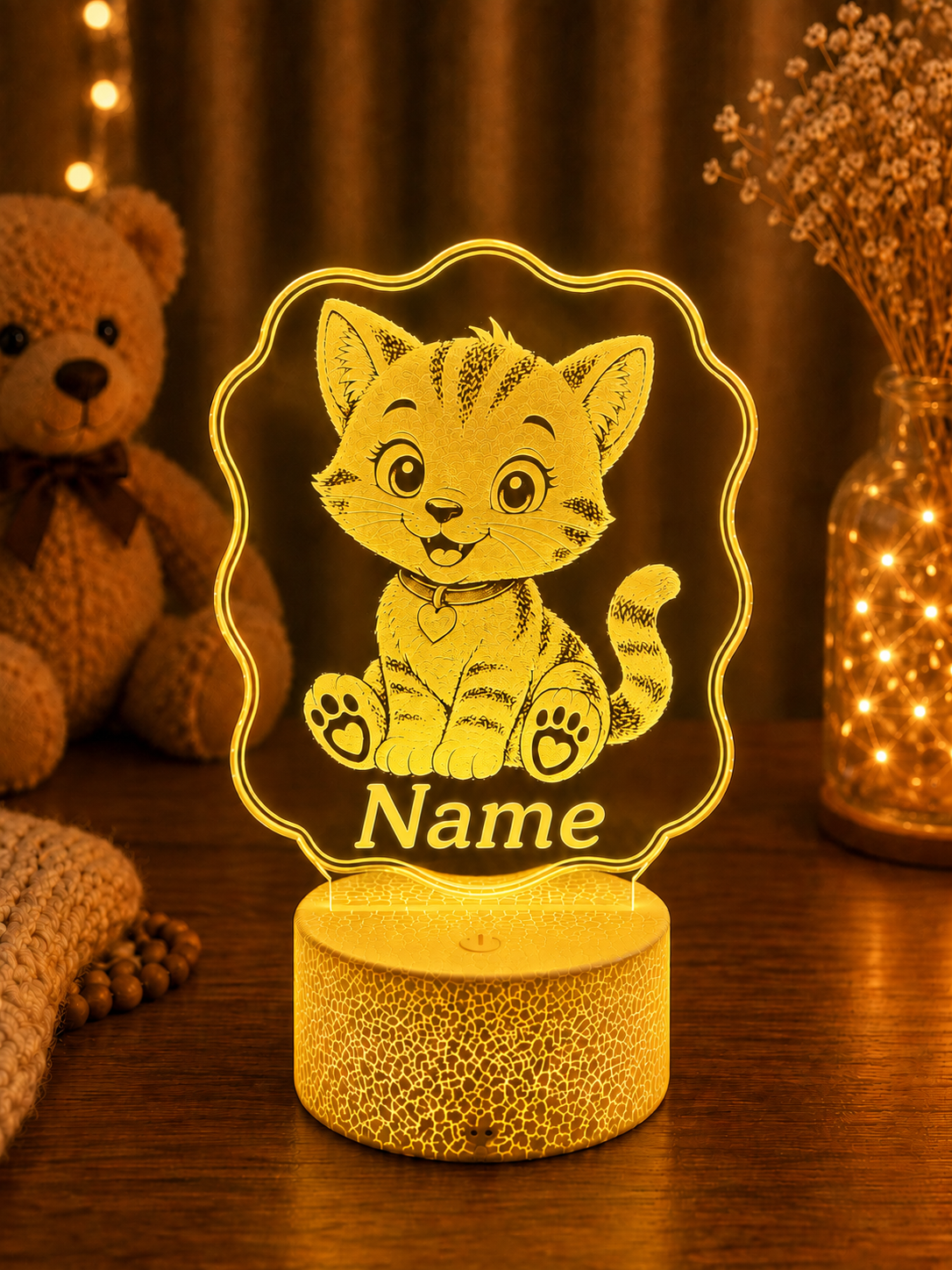 Personalisierte LED Lampe mit Namen für Kinder – Tier Nachtlicht