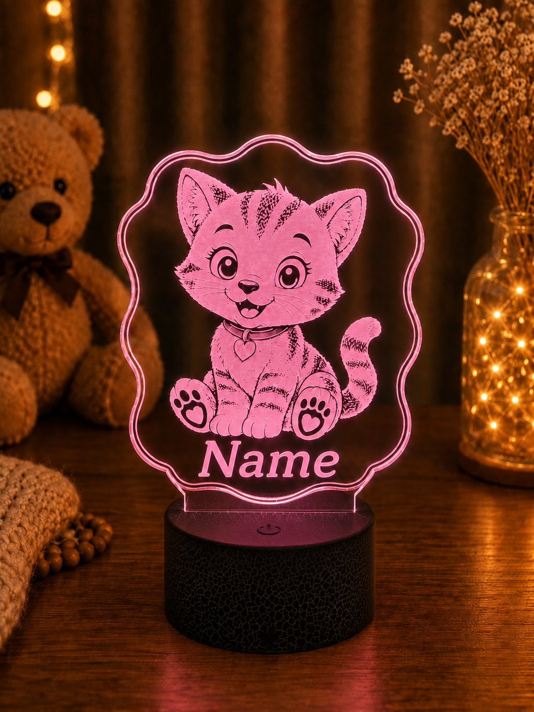 Personalisierte LED Lampe mit Namen für Kinder – Tier Nachtlicht