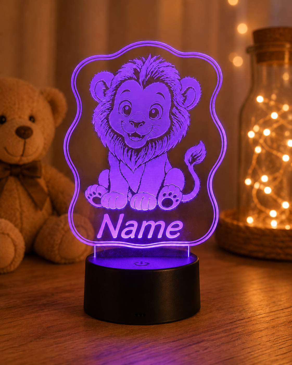 Personalisierte LED Lampe mit Namen für Kinder – Tier Nachtlicht