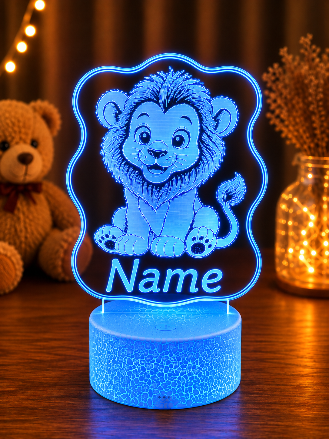 Personalisierte LED Lampe mit Namen für Kinder – Tier Nachtlicht