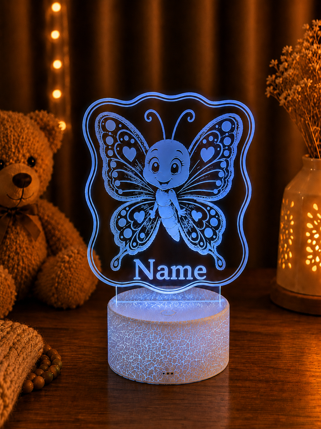 Personalisierte LED Lampe mit Namen für Kinder – Tier Nachtlicht