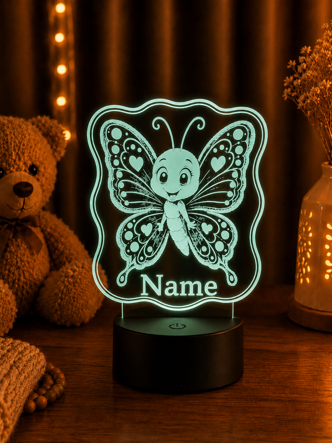 Personalisierte LED Lampe mit Namen für Kinder – Tier Nachtlicht