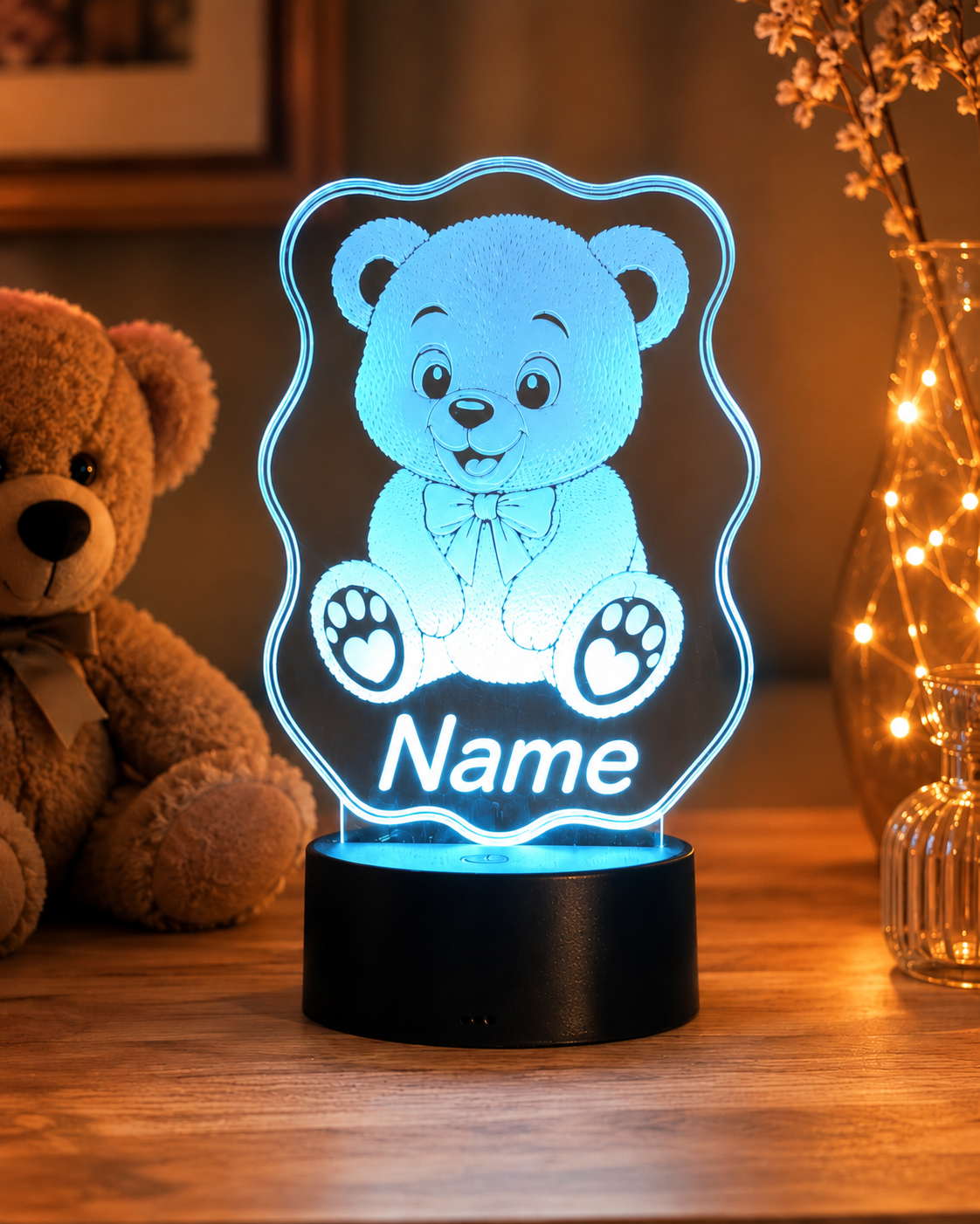 Personalisierte LED Lampe mit Namen für Kinder – Tier Nachtlicht