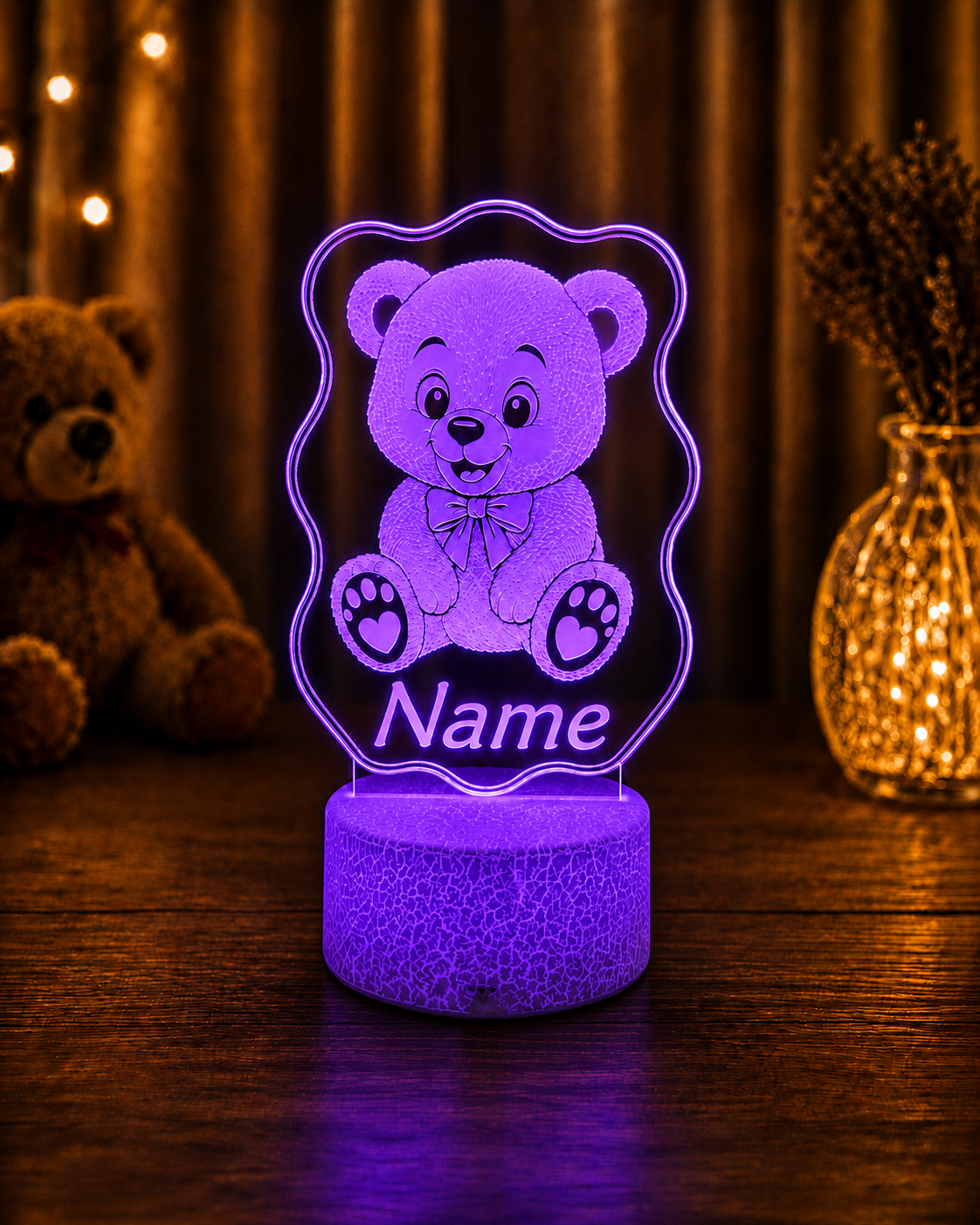 Personalisierte LED Lampe mit Namen für Kinder – Tier Nachtlicht
