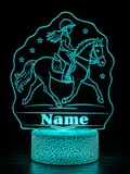 Personalisierte LED Pferdelampe mit Name – Cracked Ice oder Schwarz (16×21 cm)