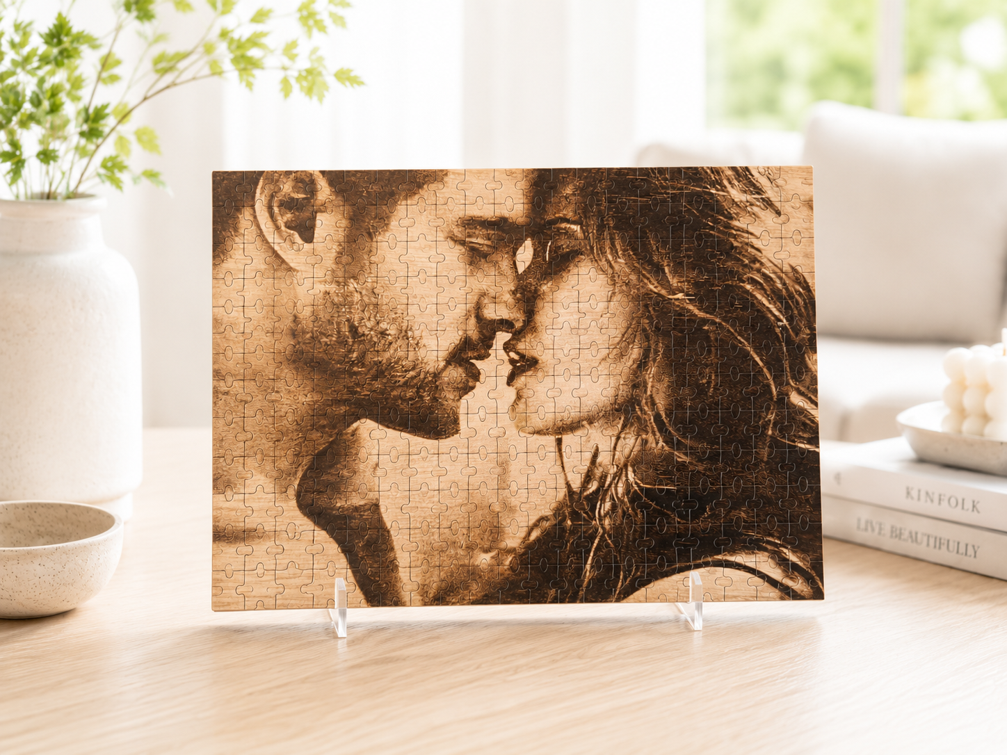 Holzpuzzle mit Foto-Gravur – Personalisiertes Geschenk | Herzform & Rechteck | Standard & Premium