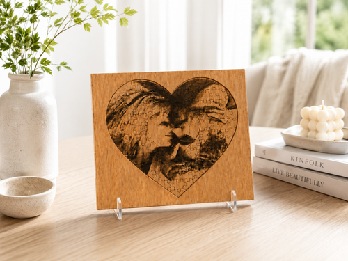 Holzpuzzle mit Foto-Gravur – Personalisiertes Geschenk | Herzform & Rechteck | Standard & Premium