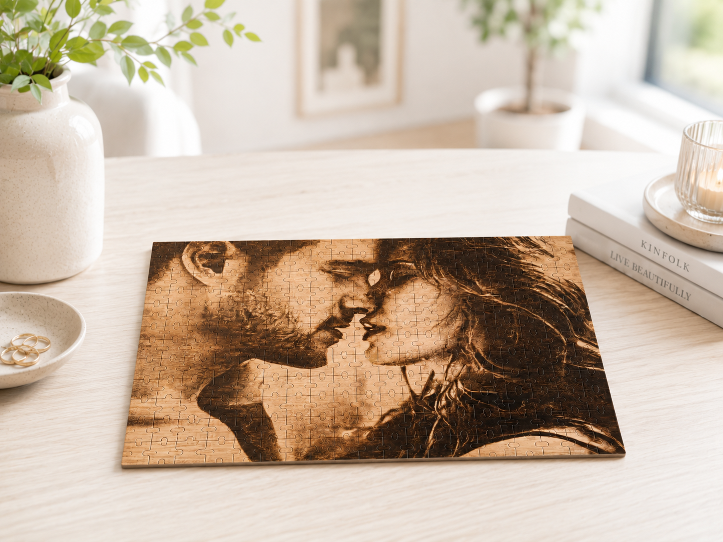 Holzpuzzle mit Foto-Gravur – Personalisiertes Geschenk | Herzform & Rechteck | Standard & Premium